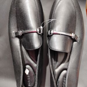 Old Navy Black Women's Moccasin Loafers with Silver Bit